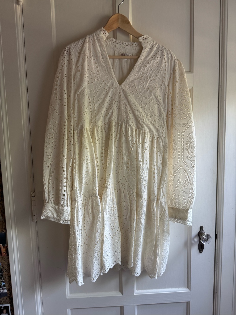 Eyelet Lace Midi Dress in Cream